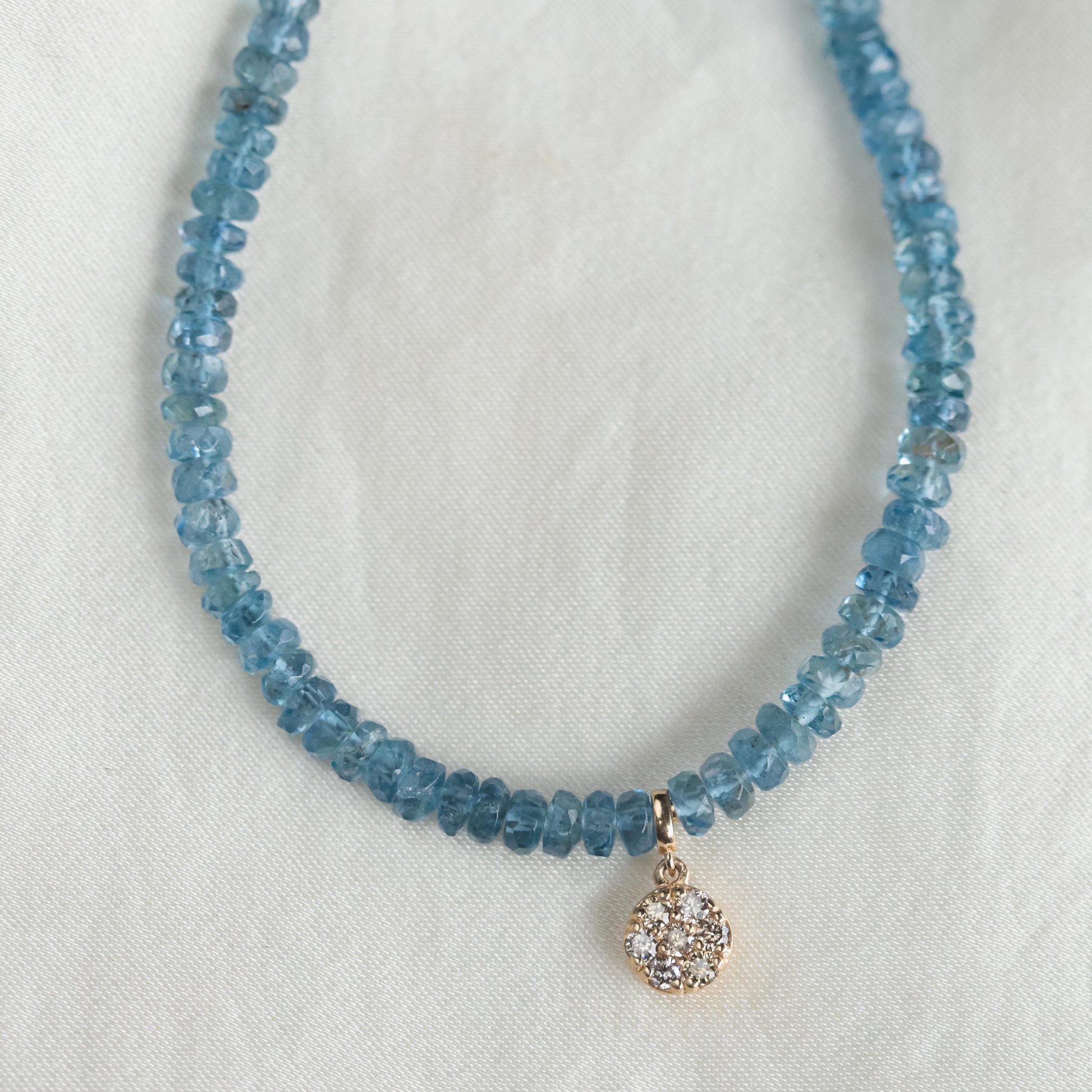 14K DIAMOND Santa Maria Aquamarine Necklace, March Birthstone, Women's Aquamarine Necklace, aquamarine, Natural Aquamarine, AAAA+ aquamarine