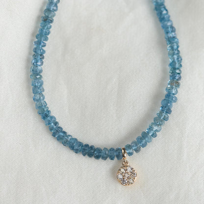 14K DIAMOND Santa Maria Aquamarine Necklace, March Birthstone, Women's Aquamarine Necklace, aquamarine, Natural Aquamarine, AAAA+ aquamarine