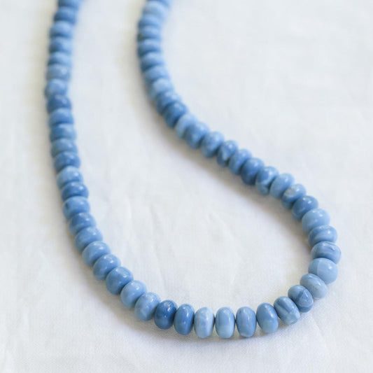 Blue opal smooth rondel necklace