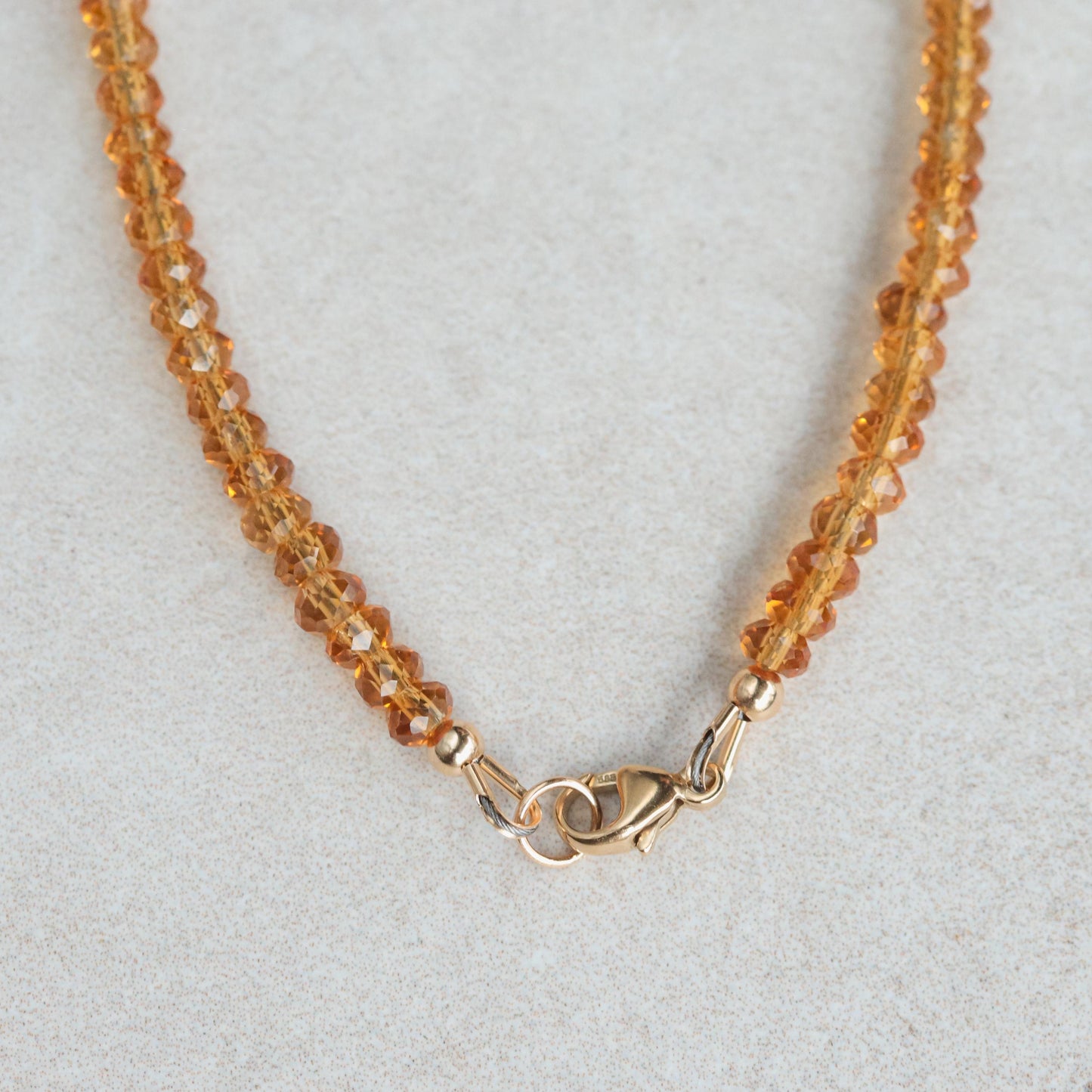 14K solid gold AAAA+ Unheated genuine citrine necklace | 100% genuine natural citrine beaded necklace | dainty beaded natural citrine