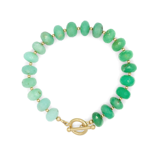 Chrysoprase chunky bracelet, genuine chrysoprase, chrysoprase beaded bracelet, chrysoprase 14K gold filled, chrysoprase toggle