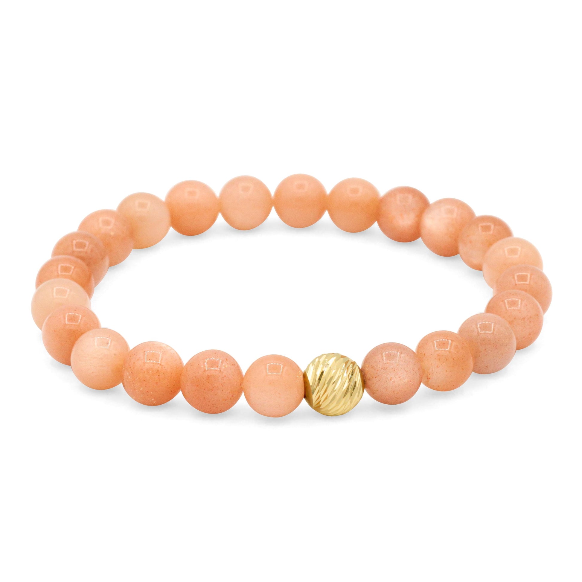 Earthly Abundance Paloma Peach Moonstone bracelet with peach and moonstone beads on a delicate silver chain.