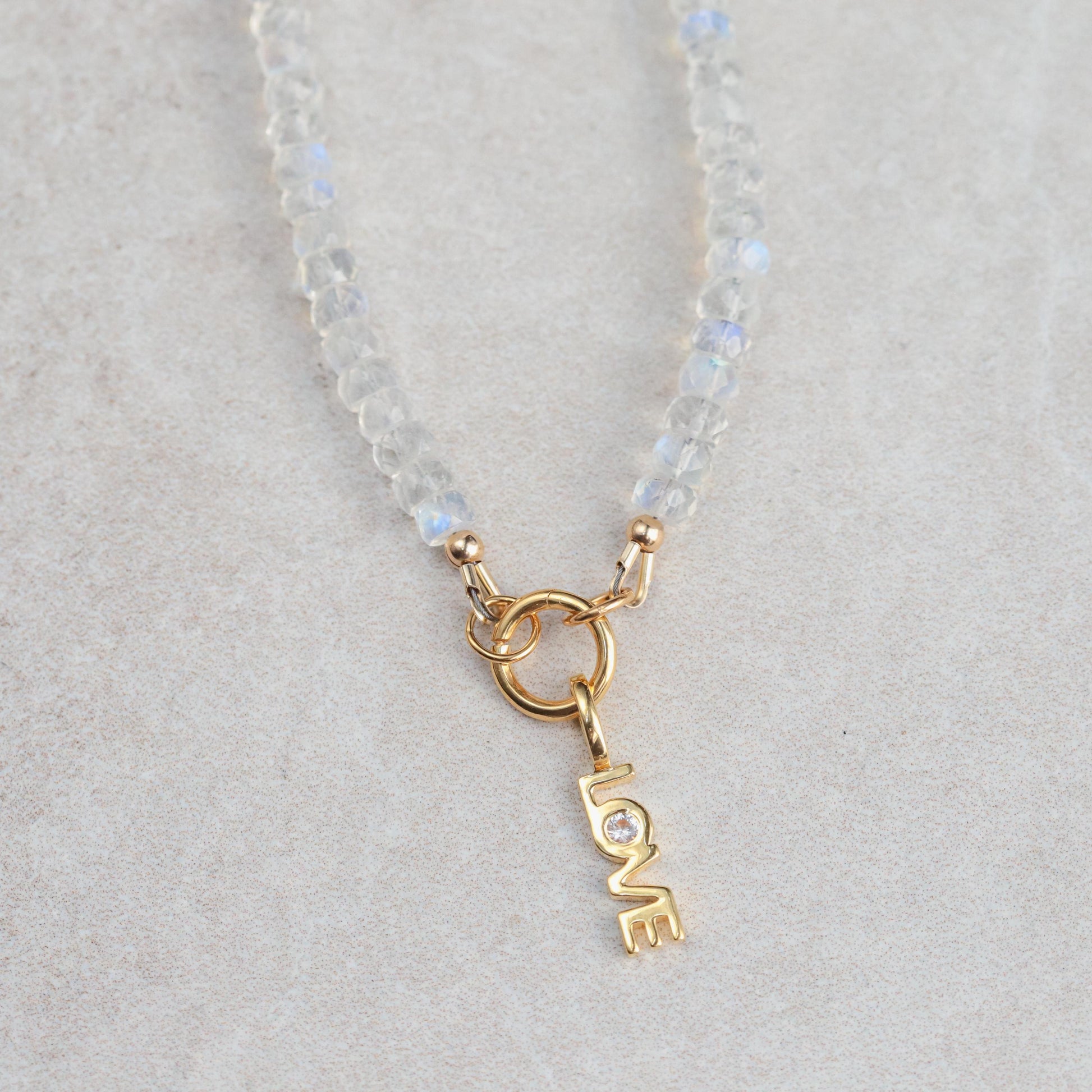 AAAA+ Rainbow Moonstone Necklace | Moonstone carabiner necklace | Moonstone beaded necklace choker | June birthstone | Moonstone jewelry