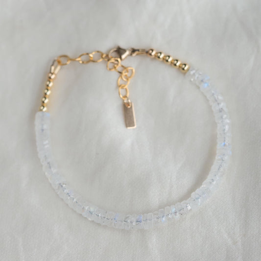 Rainbow Moonstone heishi bracelet | moonstone bracelet gold | Rainbow Moonstone jewelry | White rainbow moonstone bracelet | Moonstone