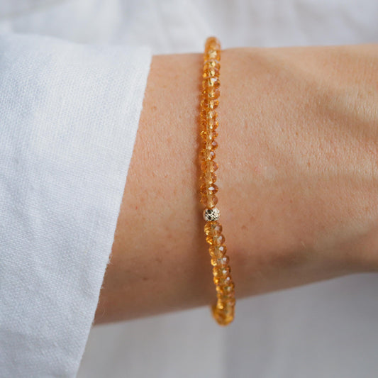 SOLID 14K GOLD aaaa+ natural citrine 4mm | Citrine Bracelet 4mm | Natural Citrine Stone Solar Plexus Chakra Meditation Bracelet Yoga