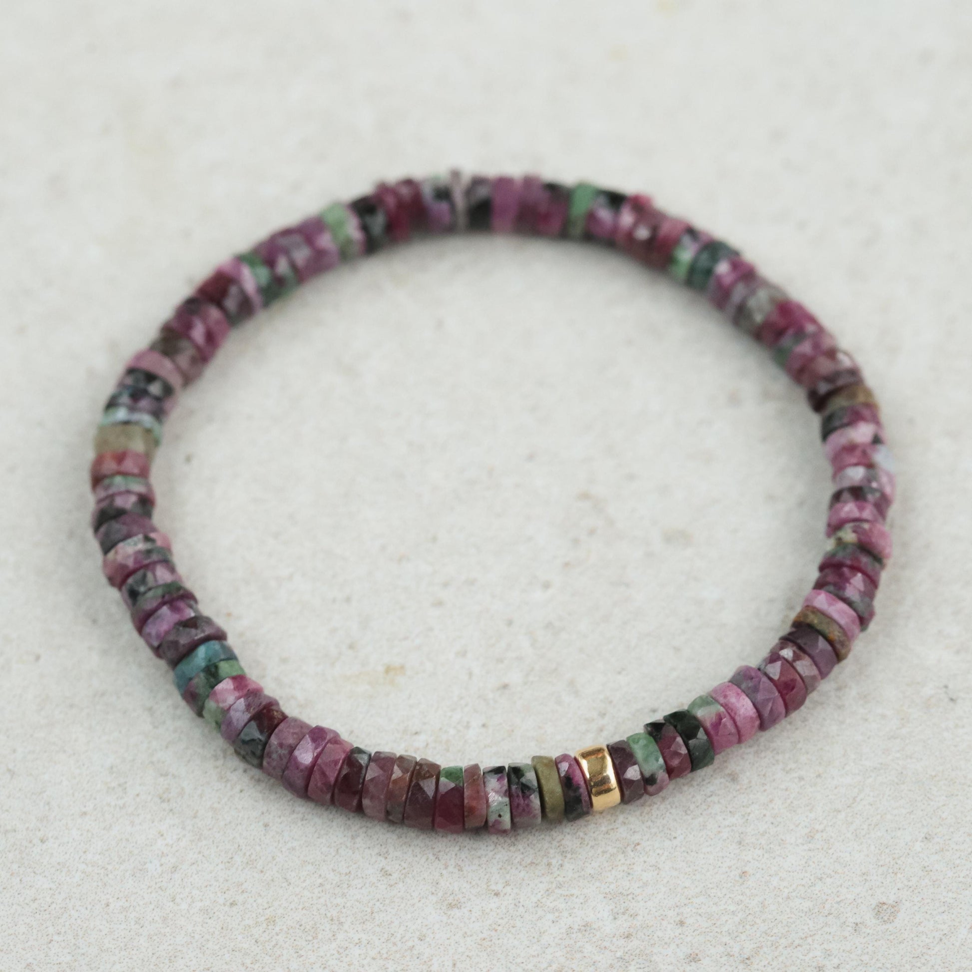 Ruby Zoisite 5mm | Delicate Beaded Bracelet Gold Filled. Dainty Beaded Stacking Bracelet. Natural ruby zoisite jewelry