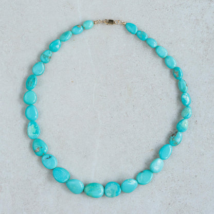 14K SOLID GOLD aaaa+ Turquoise Necklace, Authentic Beaded Turquoise Jewelry [ENTP1950], Beaded, Blue, December Birthstone | Genuine