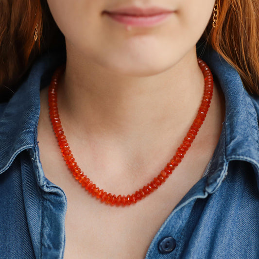 Carnelian necklace, beaded carnelian necklace, Carnelian gemstone necklace, Carnelian jewelry, Carnelian necklace | Carnelian