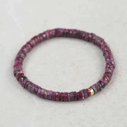 Faceted Ruby bracelet | Delicate Beaded Bracelet ruby, 14K gold filled ruby bracelet, Natural ruby jewelry | Ruby bracelet | ruby gift