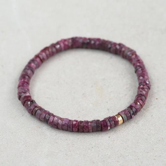 Faceted Ruby bracelet | Delicate Beaded Bracelet ruby, 14K gold filled ruby bracelet, Natural ruby jewelry | Ruby bracelet | ruby gift