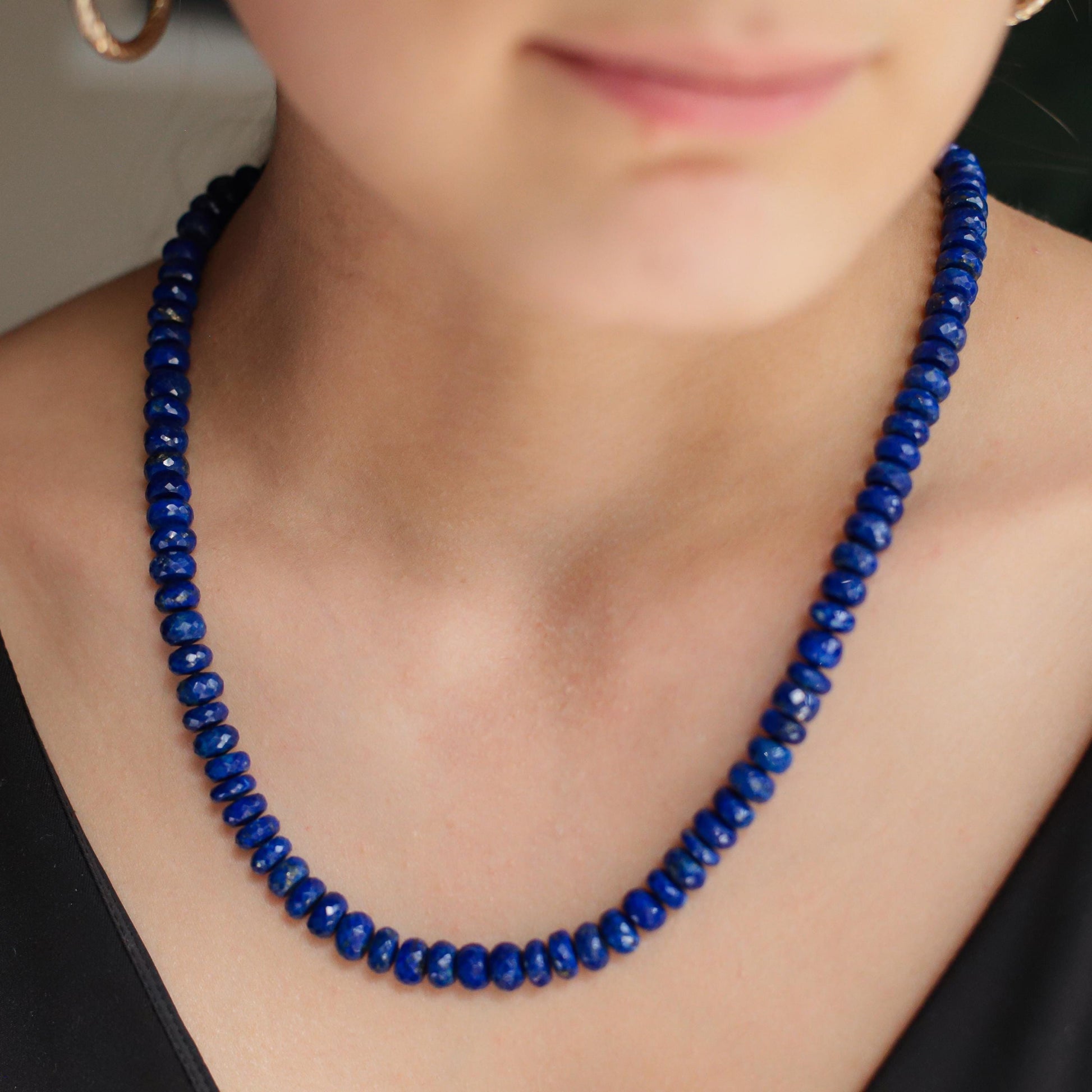 Lapis lazuli faceted rondel necklace