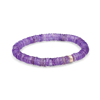 Amethyst heishi bracelet | 6mm Amethyst bracelet | Purple amethyst beaded bracelet | amethyst beaded bracelet | faceted stretch amethyst