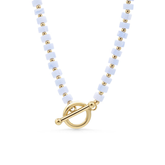 AAAA+ Blue Lace Agate Beaded Necklace, Blue Lace Agate necklace [ENBM1881] | Blue Lace Agate Necklace | Blue Lace Agate Necklace
