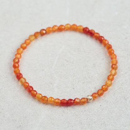 14K GOLD AAAA+ carnelian bracelet | Genuine Carnelian | carnelian beaded gemstone bracelet | orange natural stone | vitality, confidence