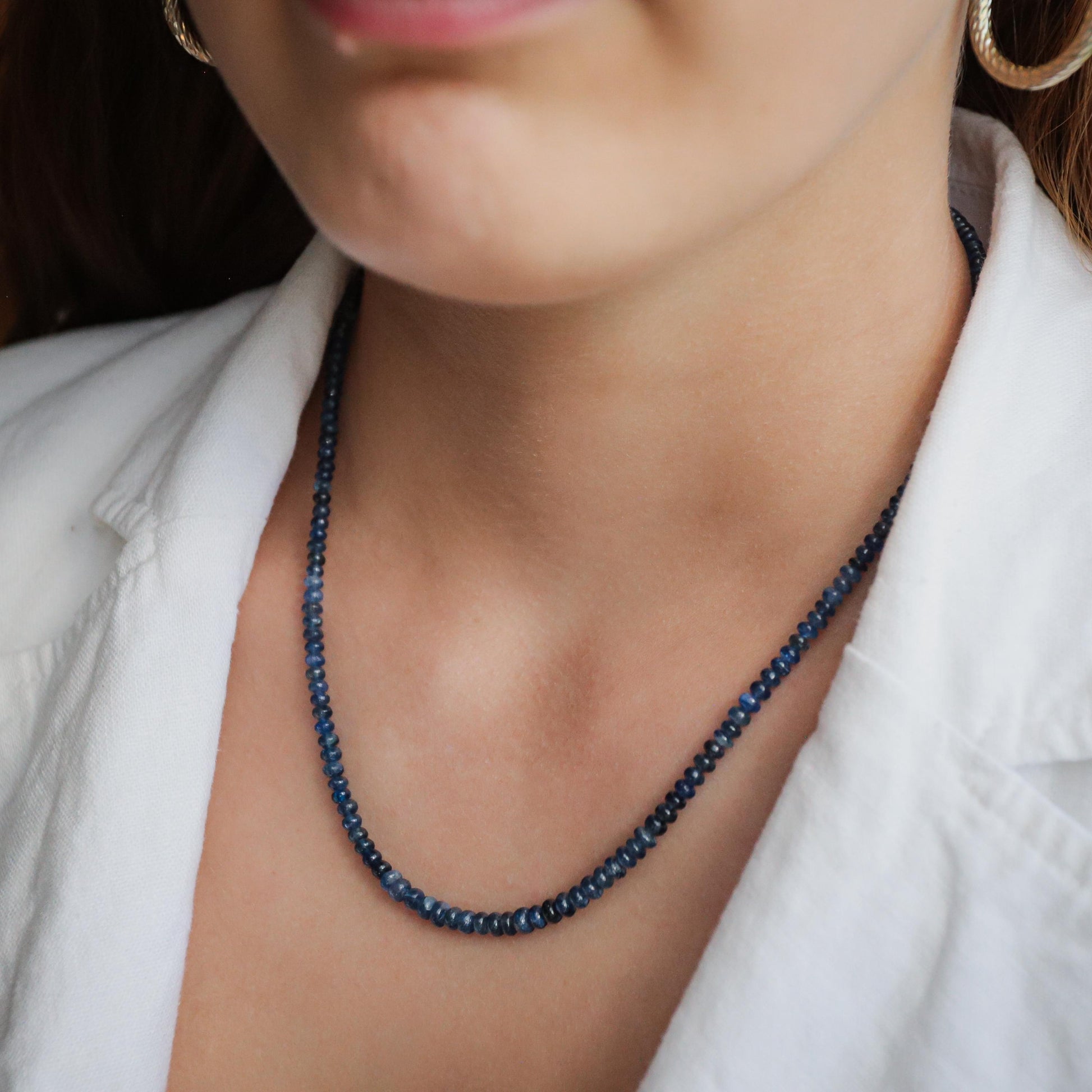 Blue Sapphire Necklace - Blue Sapphire Necklace - September Birthstone gift - Blue Sapphire Jewelry - blue sapphire beaded necklace