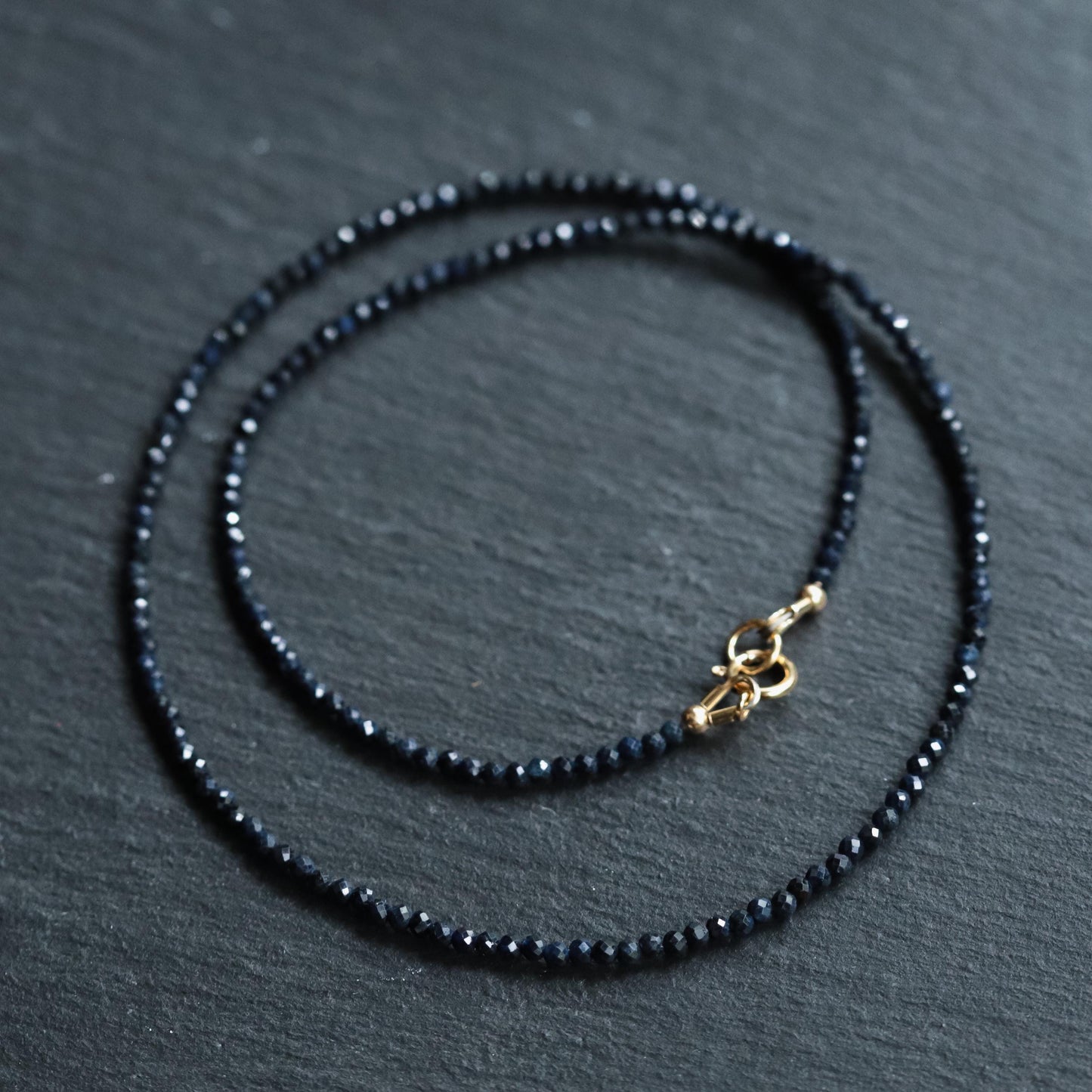 14K GOLD Blue Sapphire Beaded Necklace, Women's Gemstone Choker Necklace, Faceted Blue Sapphire | September birthstone | rose gold sapphire