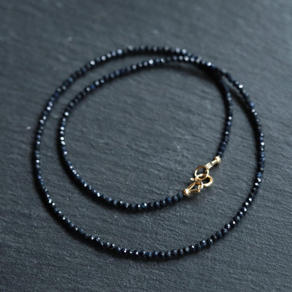 14K GOLD Blue Sapphire Beaded Necklace, Women's Gemstone Choker Necklace, Faceted Blue Sapphire | September birthstone | rose gold sapphire
