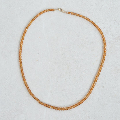 14K solid gold AAAA+ Unheated genuine citrine necklace | 100% genuine natural citrine beaded necklace | dainty beaded natural citrine