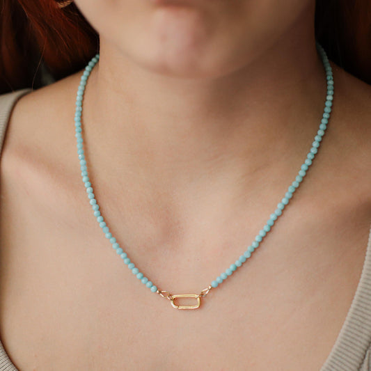 Larimar Carabiner Necklace - 14K