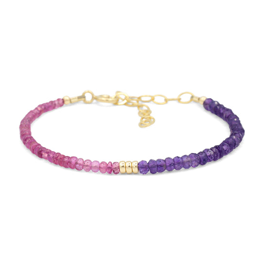 Pink sapphire and amethyst bracelet | amethyst bracelet | amethyst | Pink sapphire beaded bracelet | gift for her