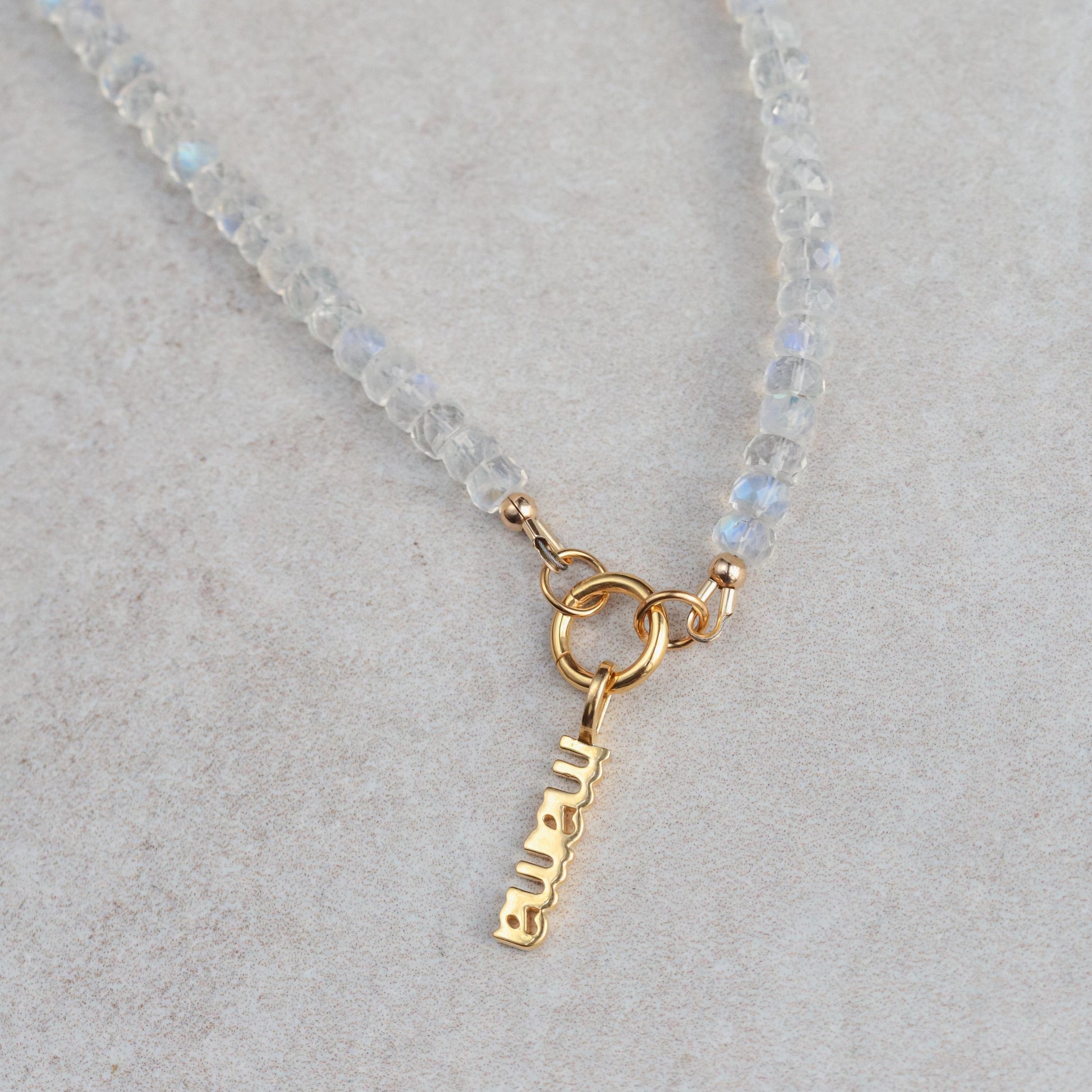 AAAA+ Rainbow Moonstone Necklace | Moonstone carabiner necklace | Moonstone beaded necklace choker | June birthstone | Moonstone jewelry