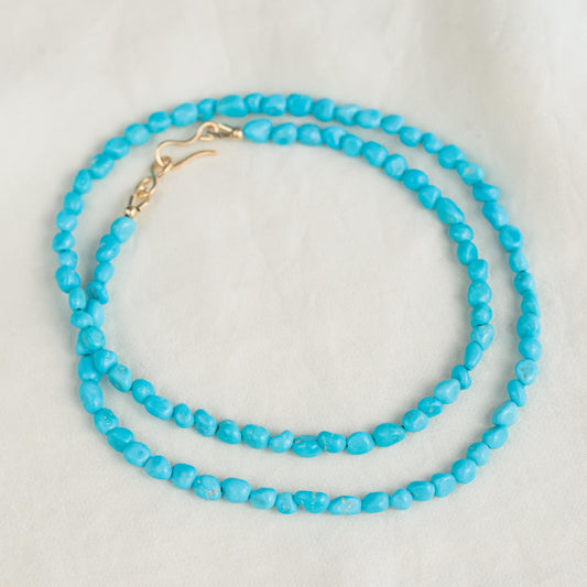 Cerulean Turquoise Necklace – Sleeping Beauty Arizona Turquoise, Sleeping Beauty Necklace, December Birthstone, Beaded Bracelet