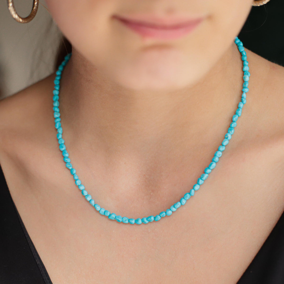 Cerulean Turquoise Necklace – Sleeping Beauty Arizona Turquoise, Sleeping Beauty Necklace, December Birthstone, Beaded Bracelet