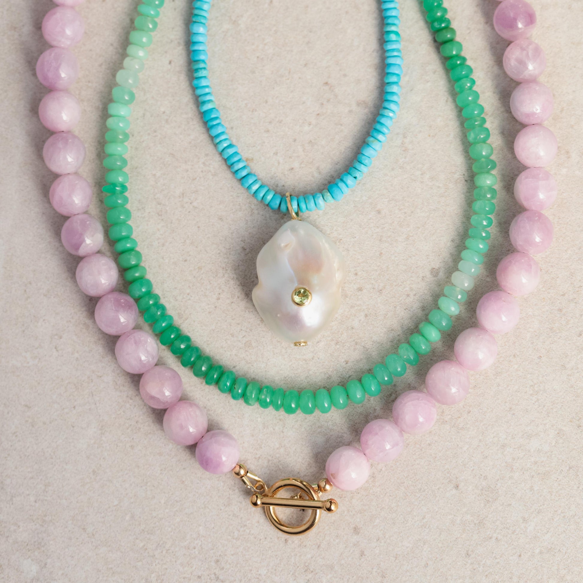 Green Opal Necklace 14K Gold | Genuine Ombré Green Opal Beaded Necklace | Heart Chakra Jewelry | Natural Gemstone Gift for Her
