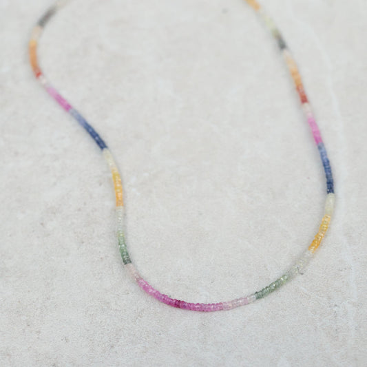 UNIQUE soft multi Sapphire Necklace | [ENSP1062] AAA+ sapphire necklace | Multi color pink sapphire beaded necklace | faceted sapphire