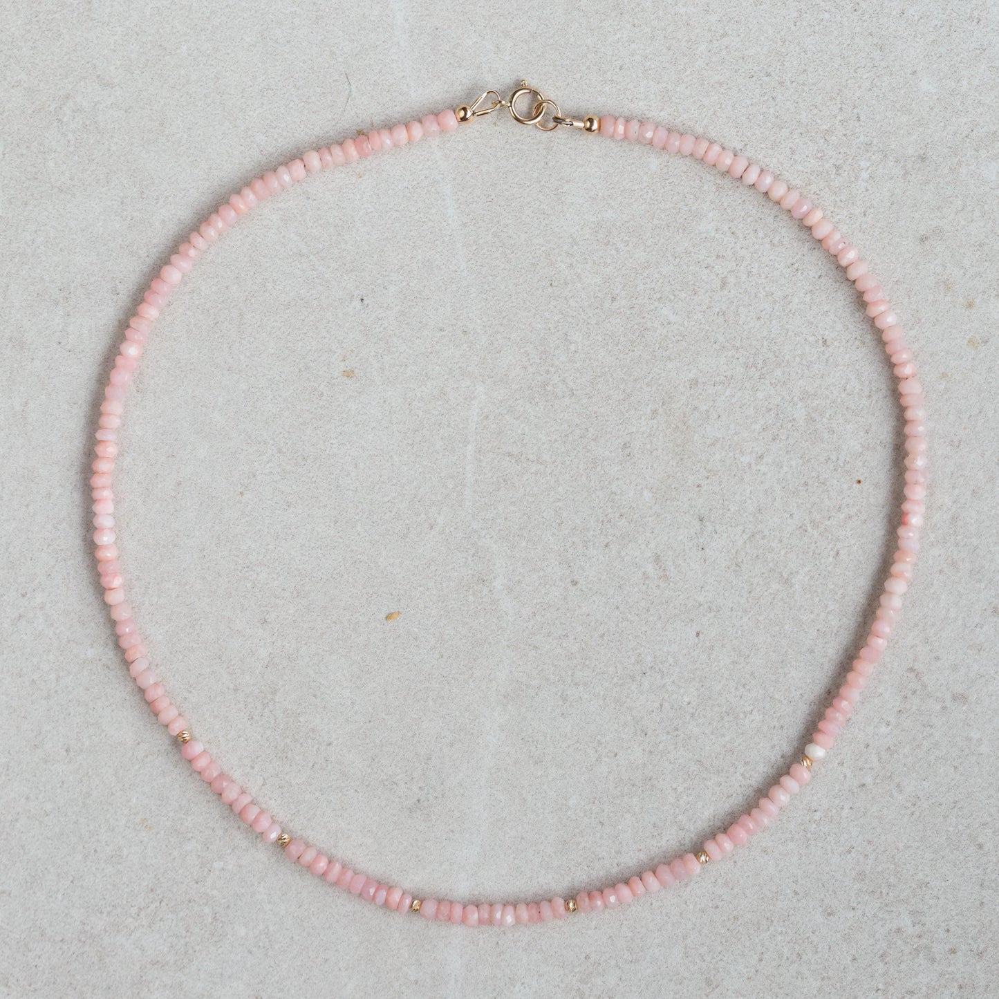 14K Pink opal necklace | 14K Pink opal Necklace | peruvian pink opal necklace | beaded pink opal jewelry | pink opal jewelry, pink opal