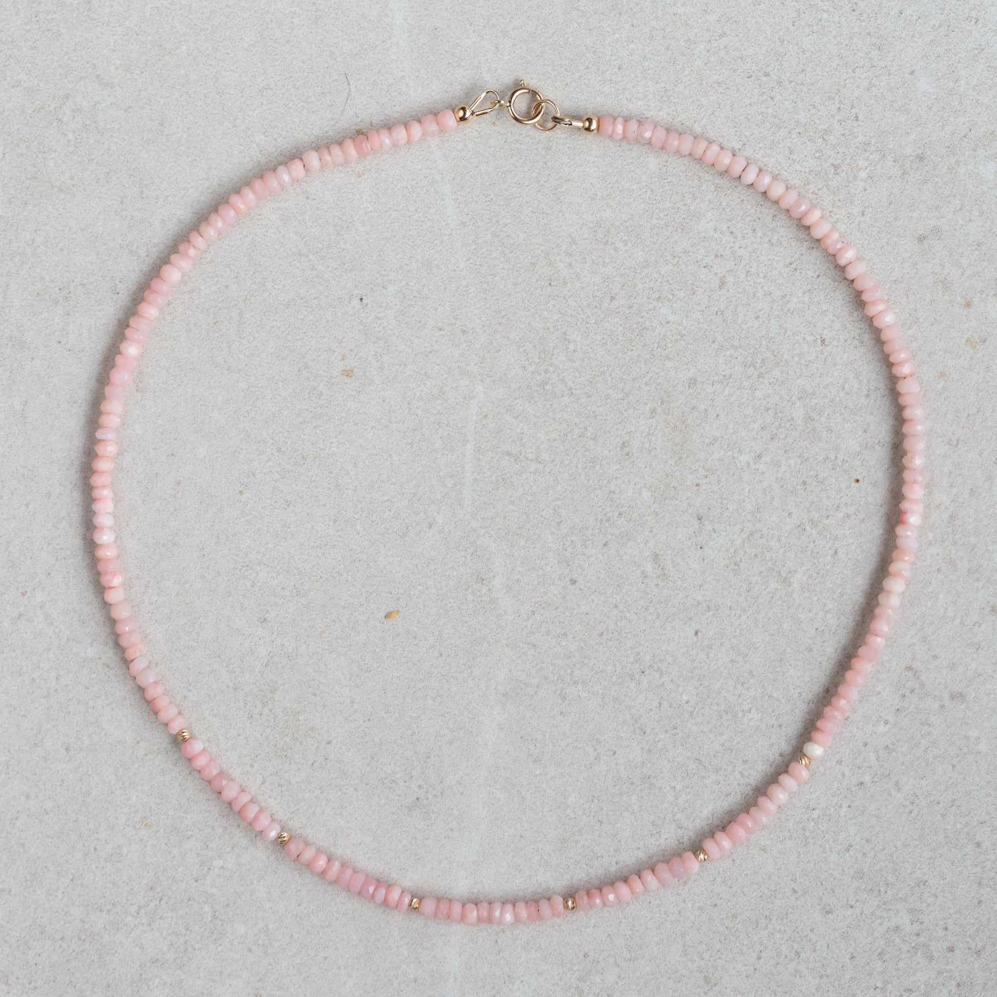 14K Pink opal necklace | 14K Pink opal Necklace | peruvian pink opal necklace | beaded pink opal jewelry | pink opal jewelry, pink opal