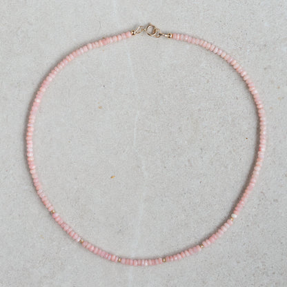 14K Pink opal necklace | 14K Pink opal Necklace | peruvian pink opal necklace | beaded pink opal jewelry | pink opal jewelry, pink opal