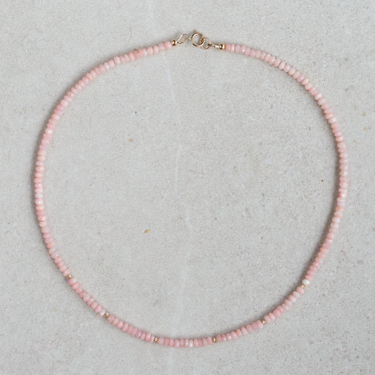 14K Pink opal necklace | 14K Pink opal Necklace | peruvian pink opal necklace | beaded pink opal jewelry | pink opal jewelry, pink opal