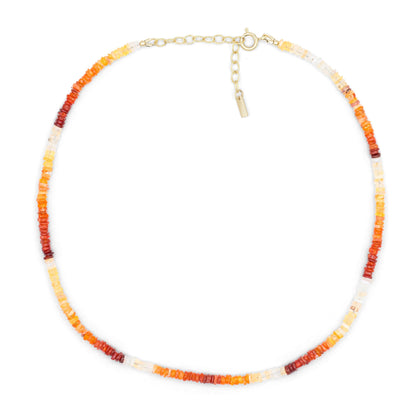 Mexican Fire Opal Necklace, orange and red fire opal beaded, genuine fire opal jewelry, natural opal necklace | orange opal necklace