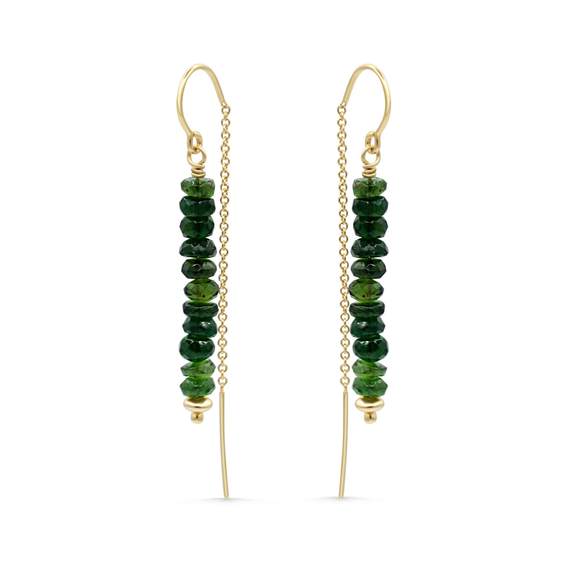 Green tourmaline threaders - 14K gold filled