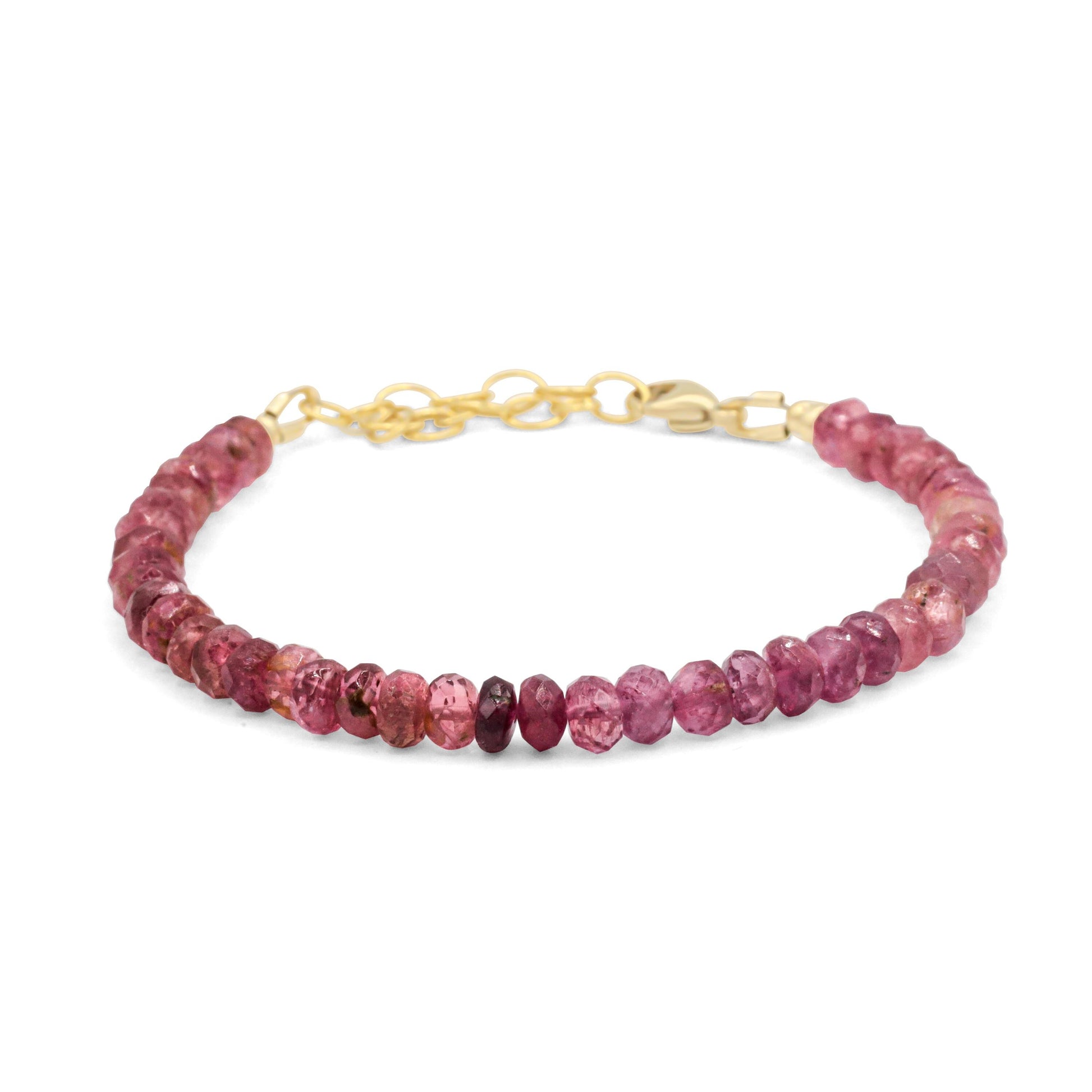 AAAA+ Pink Tourmaline bracelet | Carabiner bracelet tourmaline | ombre tourmaline jewelry | Dainty pink tourmaline bracelet