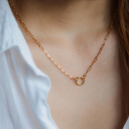Small Gold filled paper clip necklace, 14K gold filled, Paper clip layering necklace #0357