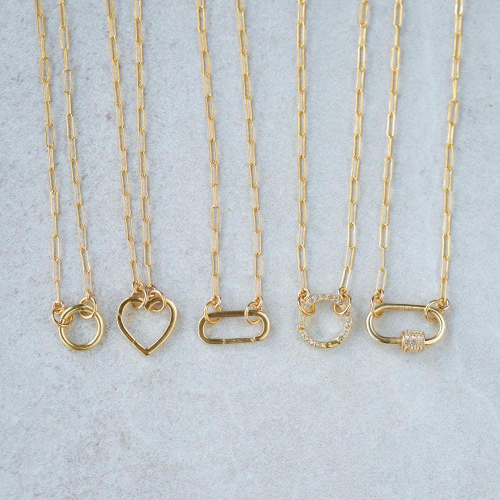 Small Gold filled paper clip necklace, 14K gold filled, Paper clip layering necklace #0357