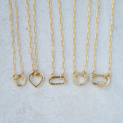 Small Gold filled paper clip necklace, 14K gold filled, Paper clip layering necklace #0357