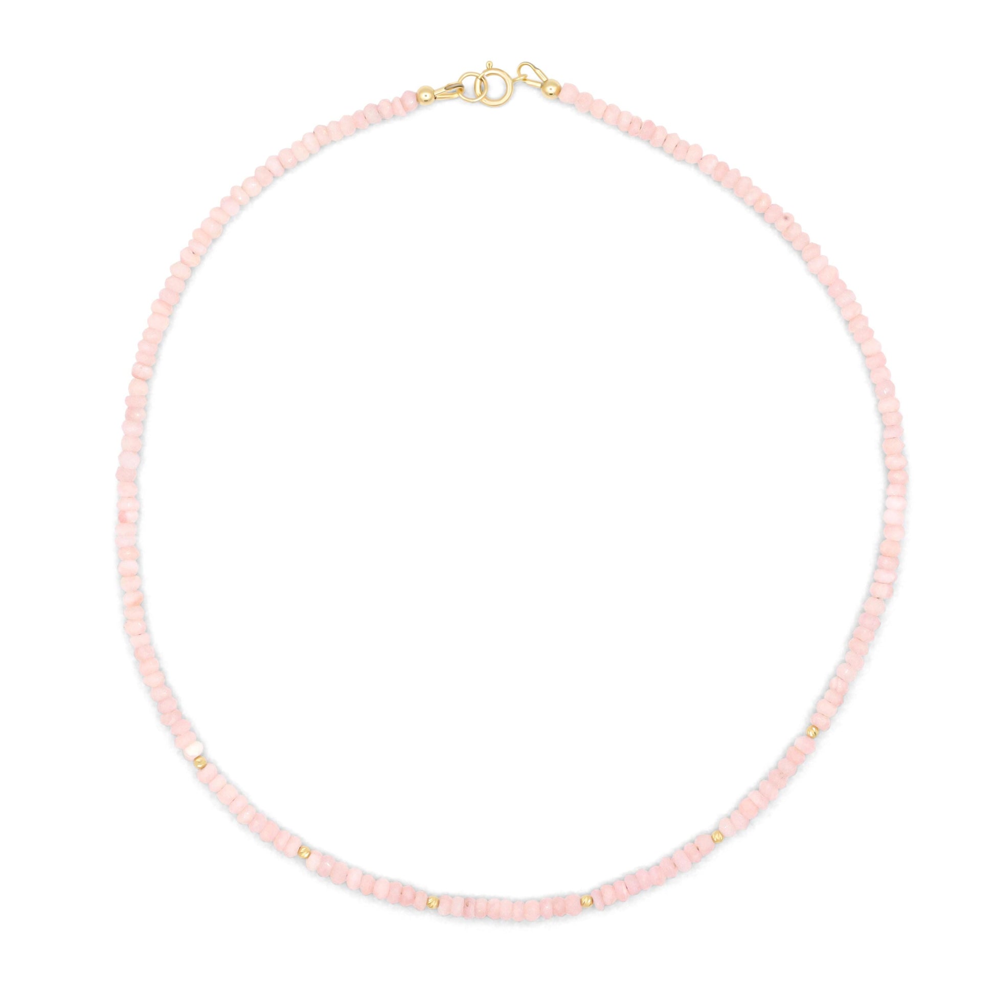 14K Pink opal necklace | 14K Pink opal Necklace | peruvian pink opal necklace | beaded pink opal jewelry | pink opal jewelry, pink opal