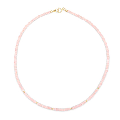 14K Pink opal necklace | 14K Pink opal Necklace | peruvian pink opal necklace | beaded pink opal jewelry | pink opal jewelry, pink opal