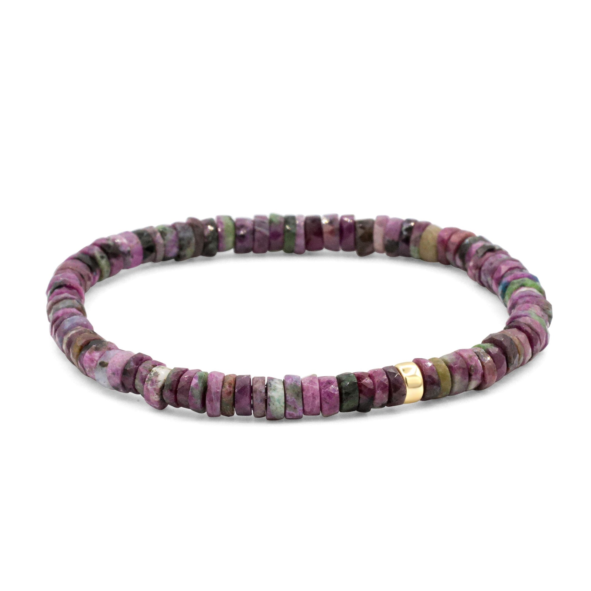 Ruby Zoisite 5mm | Delicate Beaded Bracelet Gold Filled. Dainty Beaded Stacking Bracelet. Natural ruby zoisite jewelry