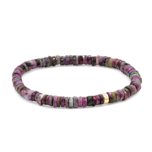 Ruby Zoisite 5mm | Delicate Beaded Bracelet Gold Filled. Dainty Beaded Stacking Bracelet. Natural ruby zoisite jewelry