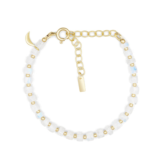 Rainbow moonstone | High flash moonstone | Dainty Moonstone Bracelet | Gold Moonstone bracelet | June birthstone | cube moonstone