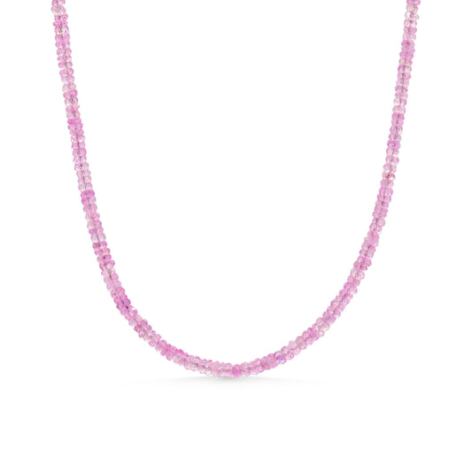 14K GOLD Pink Sapphire Necklace | AAAA+ pink sapphire necklace, Pink Sapphire beaded necklace | faceted sapphire, pink sapphire beaded