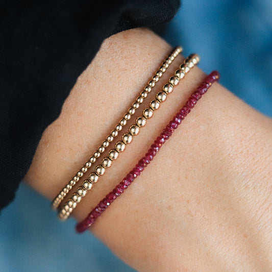 Longido ruby beaded bracelet | AAAA ruby Bracelet Gold Filled. Dainty Beaded ruby Bracelet, ruby jewelry | Pink ruby, Ruby bracelet