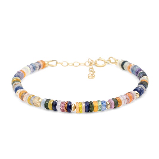 14K GOLD AAAA+ Multi Sapphire Bracelet- dainty light sapphire gemstone Bracelet-Precious Bracelet-Multi Bracelet-Gemstone-Yellow Sapphire