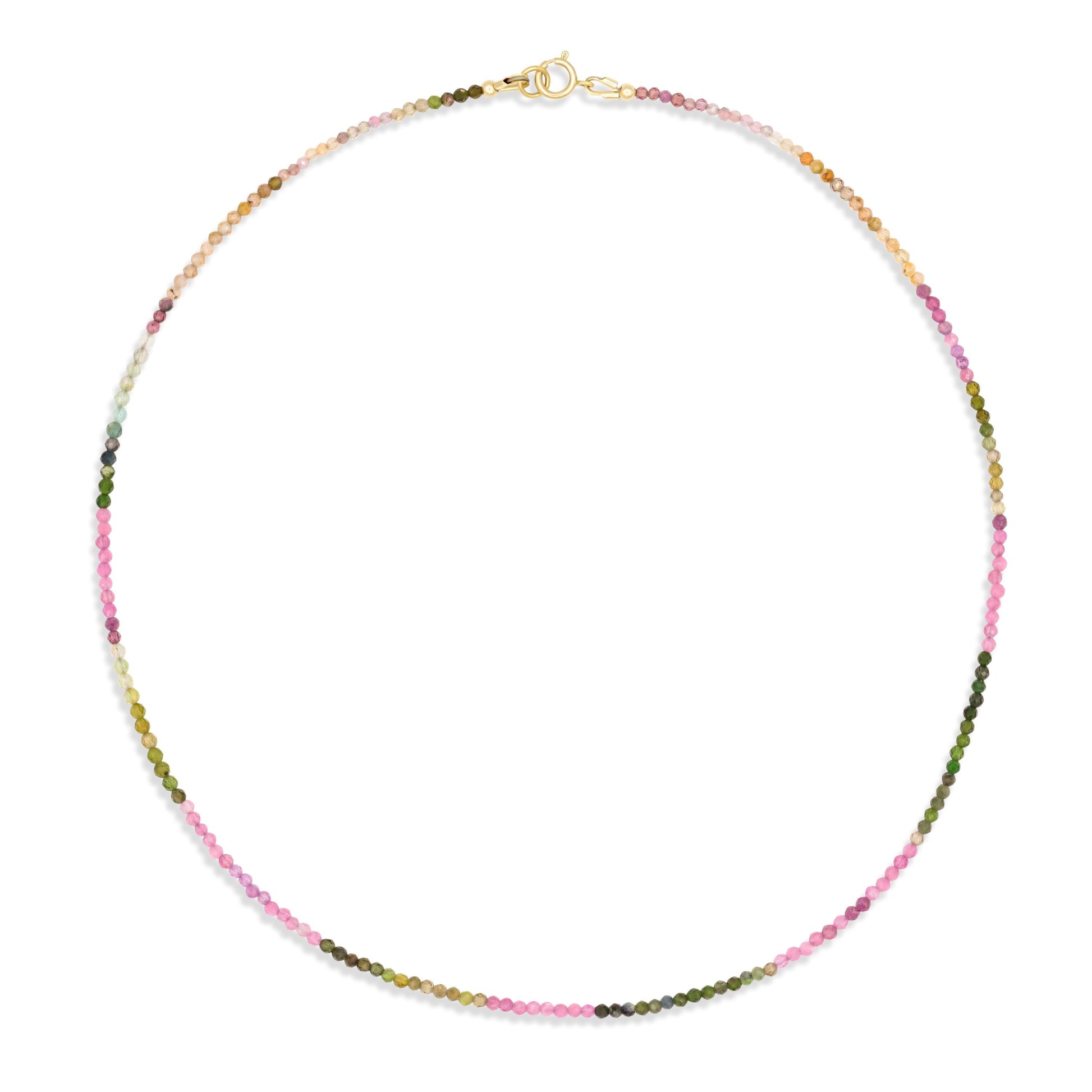 14K SOLID GOLD mixed Tourmaline Necklace | Watermelon tourmaline necklace 2mm | Multicolor tourmaline jewelry | Tourmaline 14K #11MT