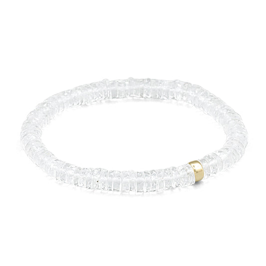 AAAA+ Genuine Clear Quartz Bracelet, Delicate Clear Quartz Stacking Bracelet, faceted Clear Quartz bracelets, Heishi Beads Clear Quartz