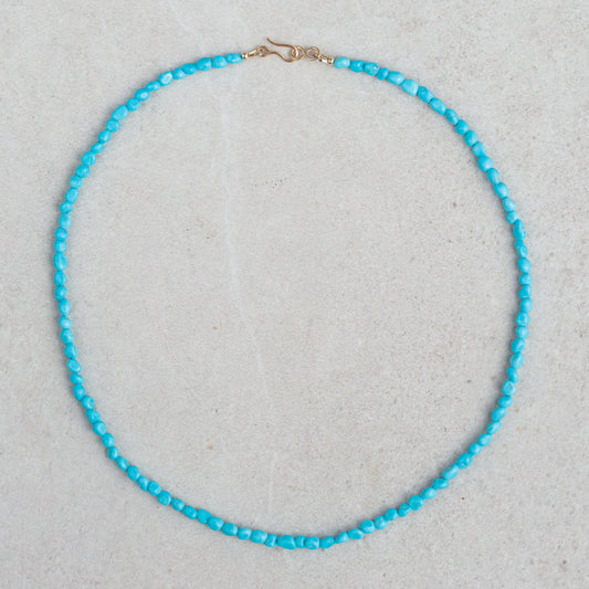 Cerulean Turquoise Necklace – Sleeping Beauty Arizona Turquoise, Sleeping Beauty Necklace, December Birthstone, Beaded Bracelet